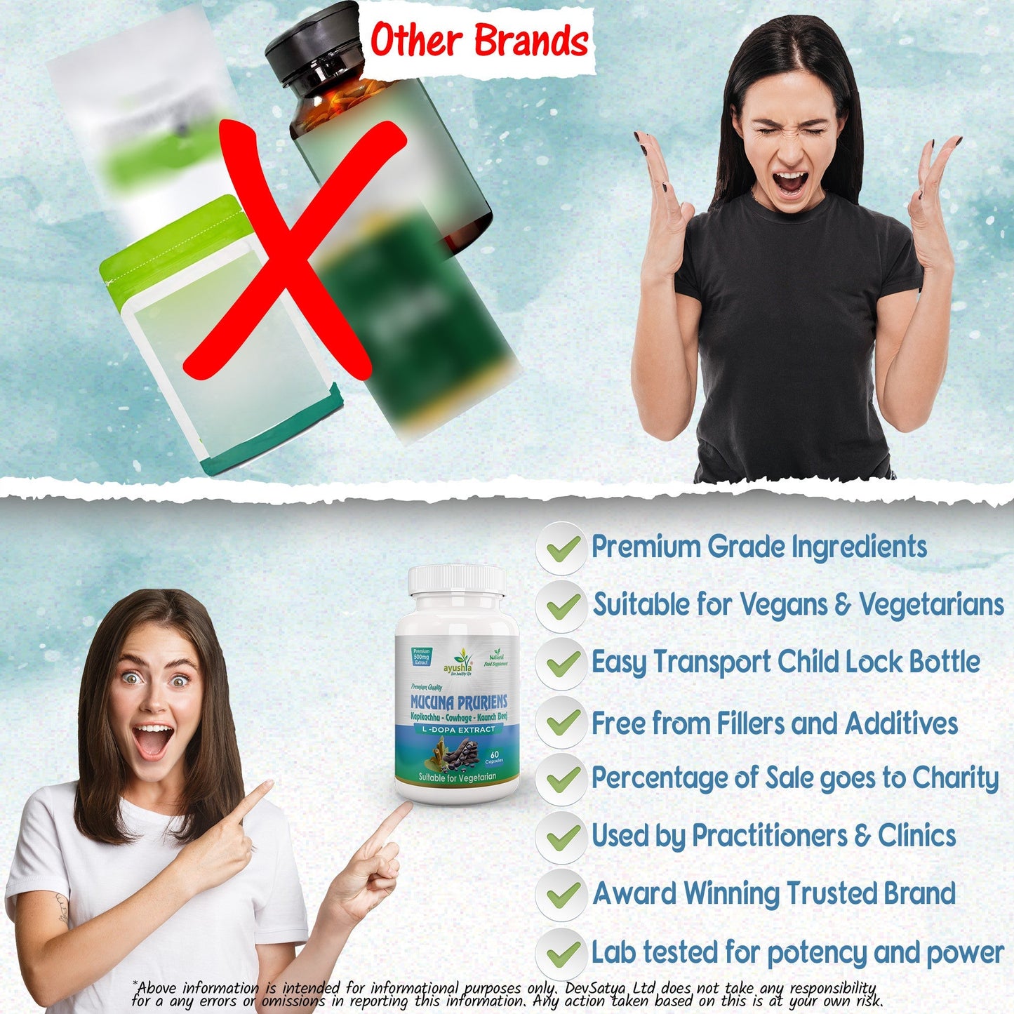 Ayushya Mucuna Pruriens Capsules (Velvet Bean) Mood Balance & Vitality Support - Vegan, Gluten Free, Non-GMO, 60 Capsules