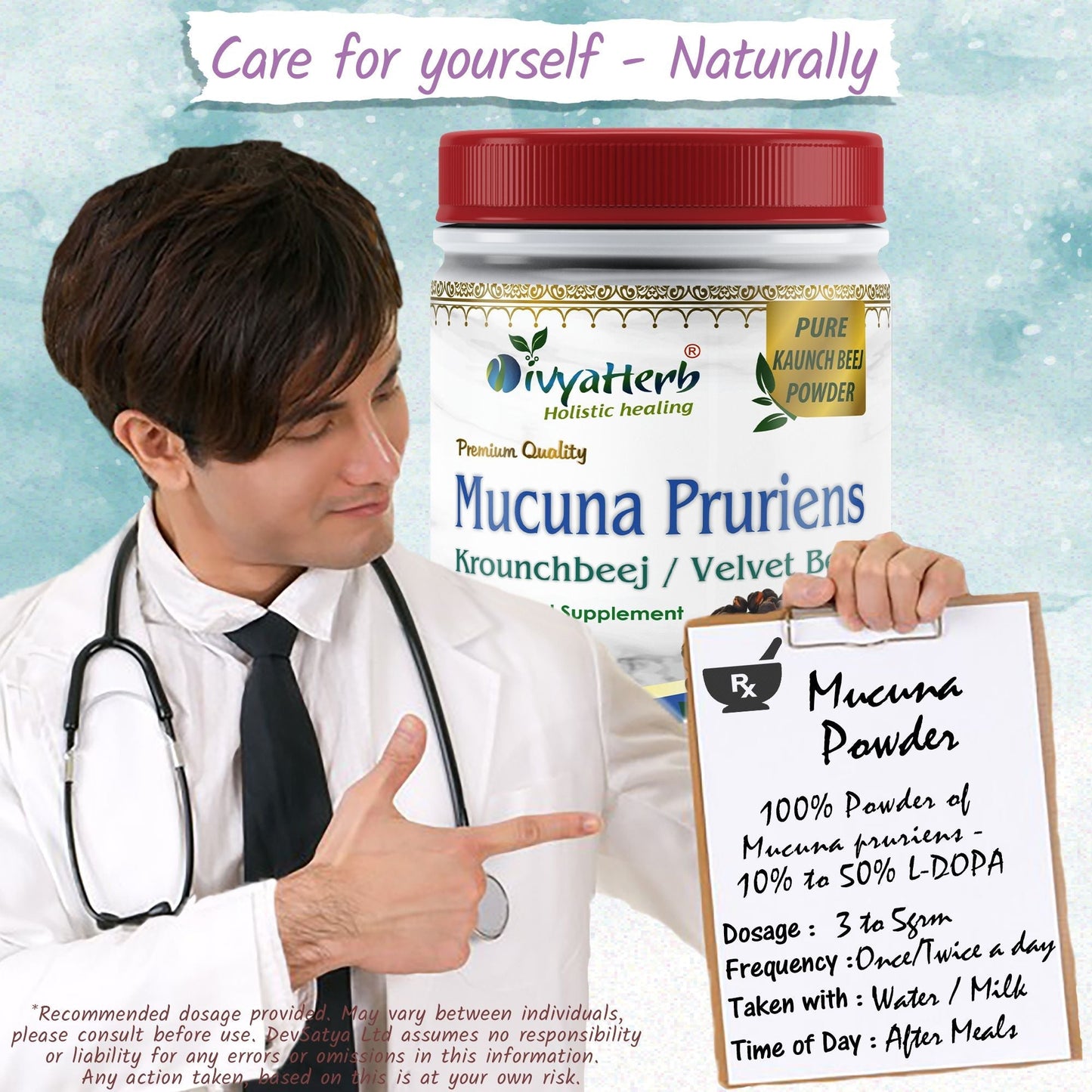 DivyaHerb Mucuna Pruriens Powder 100 gram - Daily Vitality Support