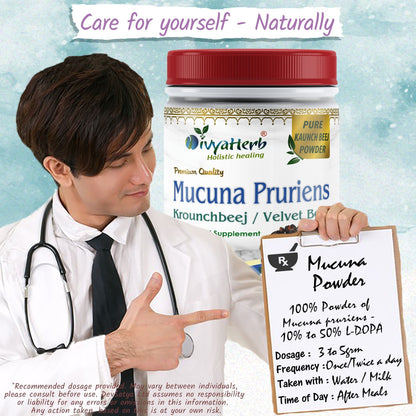 DivyaHerb Mucuna Pruriens Powder 100 gram - Daily Vitality Support