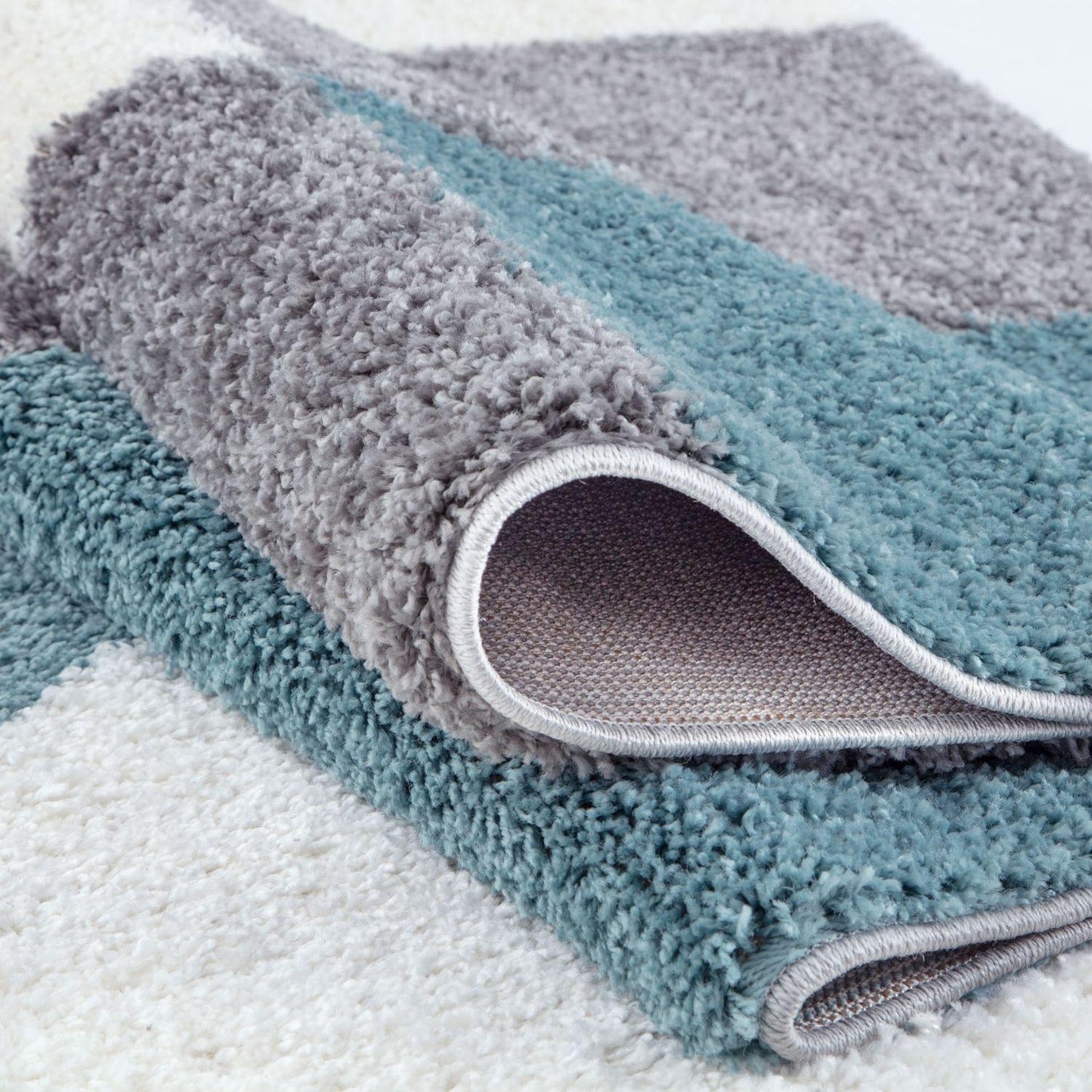 Myshaggy Geometric Duck Egg Blue Rug