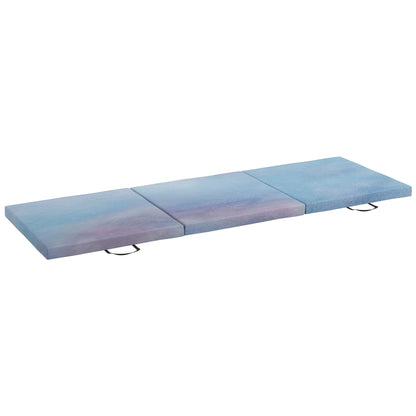 HOMCOM 6FT Foldable Gymnastics Mat, Tri-Fold 2" Thick Crash Mat with Carry Strap Handles for Home Training, Sky Blue