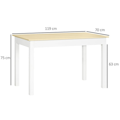 HOMCOM Dining Table for 4 to 6, Modern Kitchen Table with Wood Effect Tabletop, Thick Legs, 120cm, Oak Wood Grain