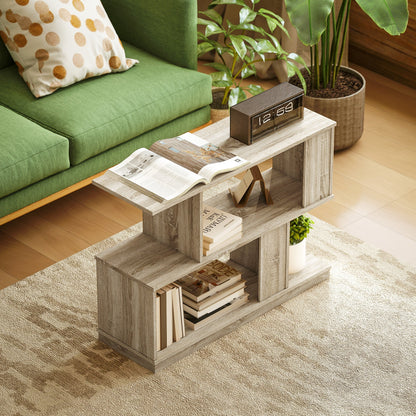 HOMCOM S-Shaped Side Table - Natural Wood Finish