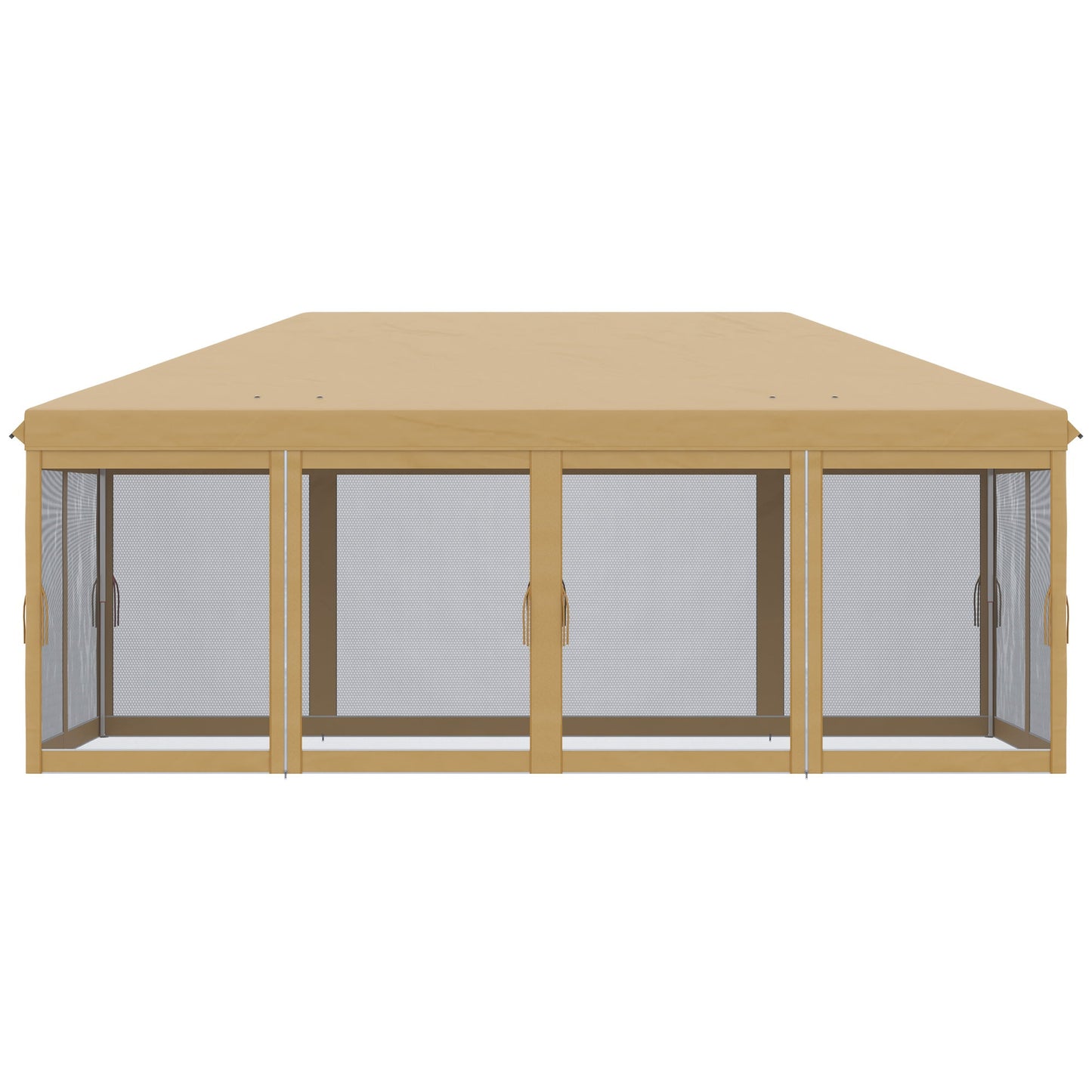 Outsunny 3 x 6m Pop Up Gazebo, Outdoor Canopy Shelter, Marquee Party Wedding Tent with 6 Mesh Walls and Carry Bag, Beige