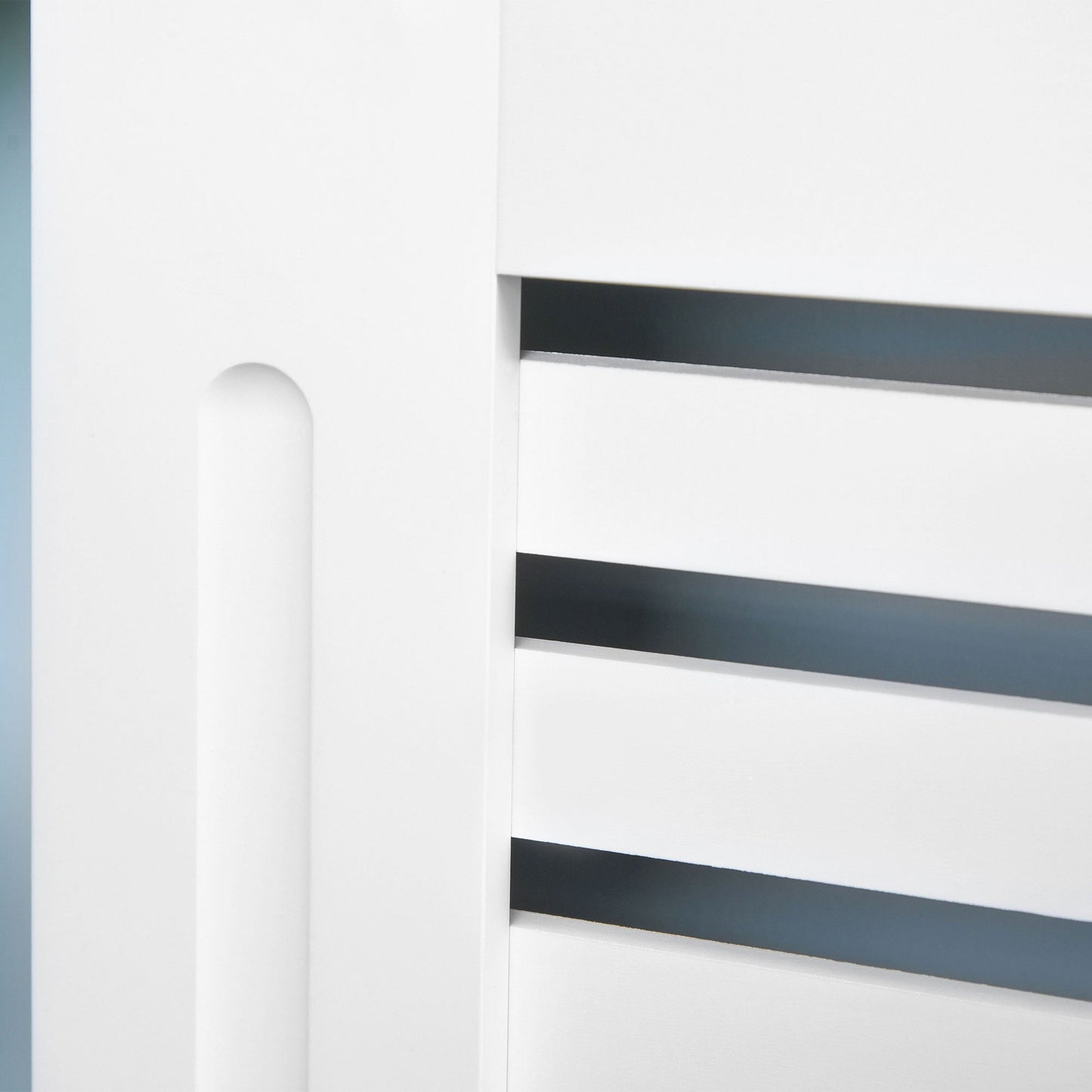 HOMCOM Radiator Cover, Modern MDF White Painted Cabinet with Horizontal Slats for Living Room, Bedroom, 172L x 19W x 81H cm