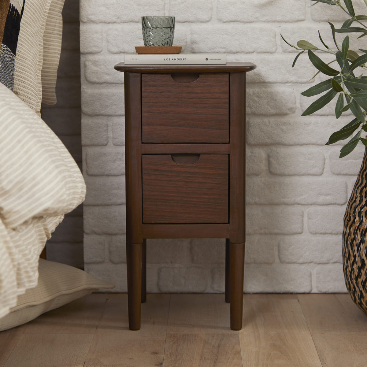 Norway Narrow Walnut Bedside Table