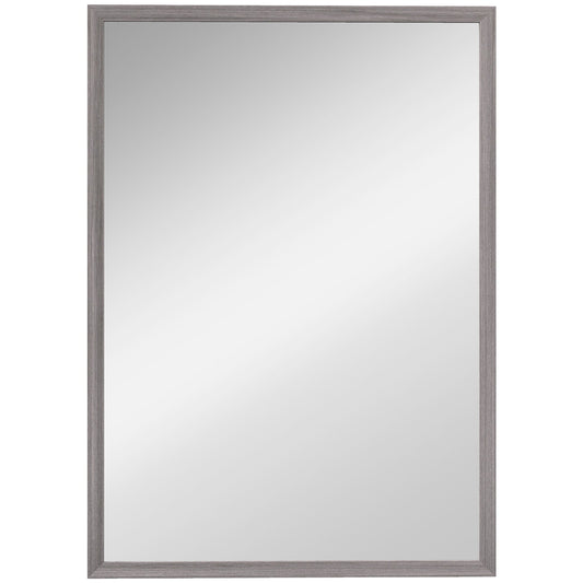 HOMCOM Wall Bathroom Mirror, 50 x 70 cm Wall-Mounted Mirror for Living Room, Bedroom, Hallway, Grey