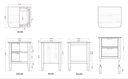 Norway Walnut Wooden Bedside Table