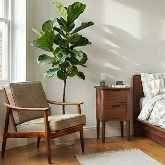 Norway Narrow Dark Walnut Bedside Table