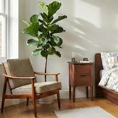 Norway Narrow Dark Walnut Bedside Table