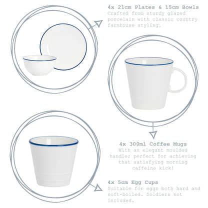 Farmhouse White Porcelain Egg Cups - Pack of Six