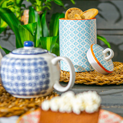 Hand Printed Stoneware Kitchen Canister