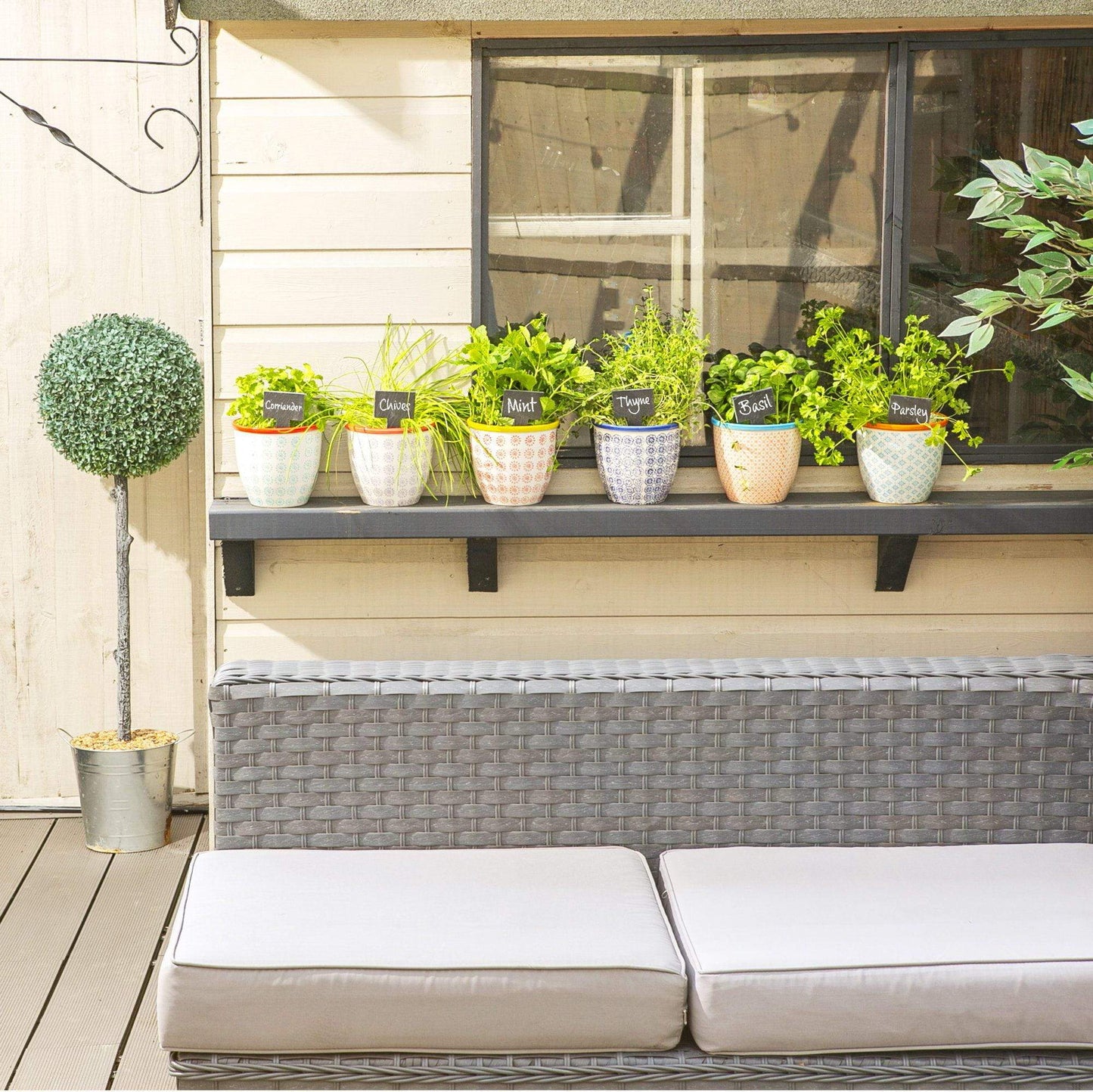 14cm Hand Printed Stoneware Plant Pot