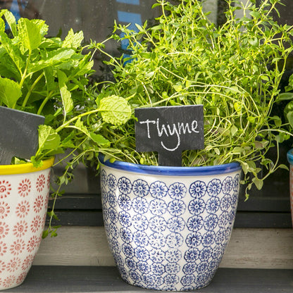 14cm Hand Printed Stoneware Plant Pot