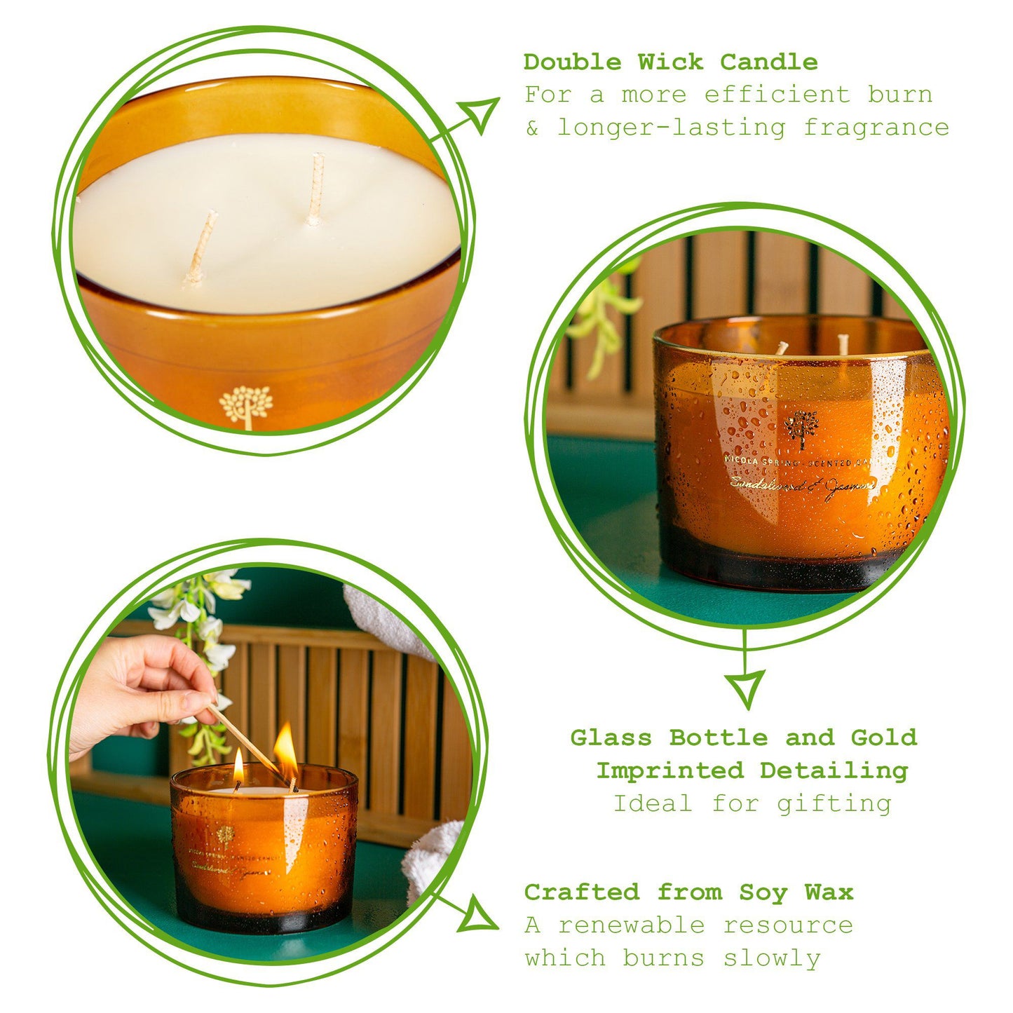 350g Double Wick Sandalwood & Jasmine Soy Wax Scented Candle