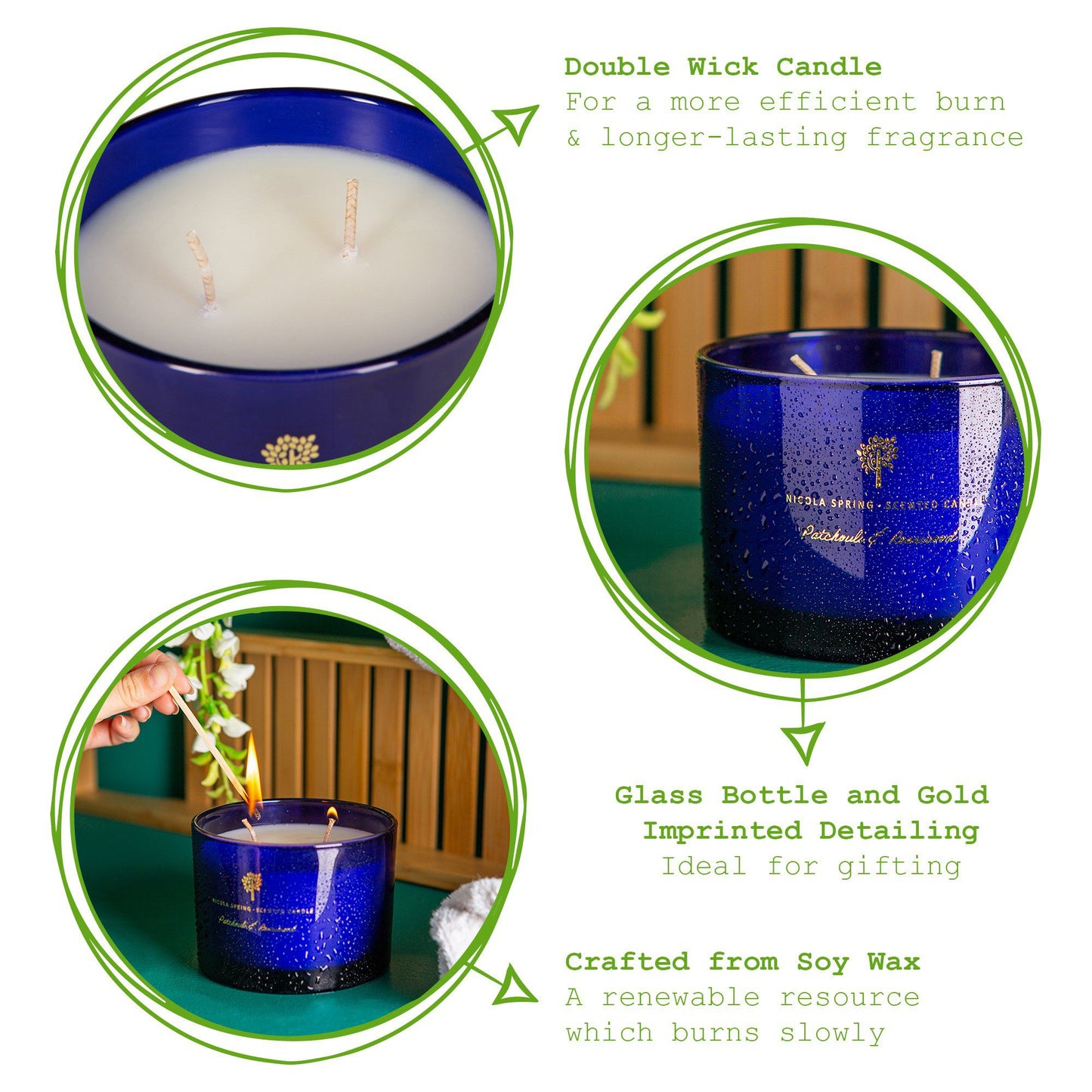 350g Double Wick Patchouli & Rosewood Soy Wax Scented Candle