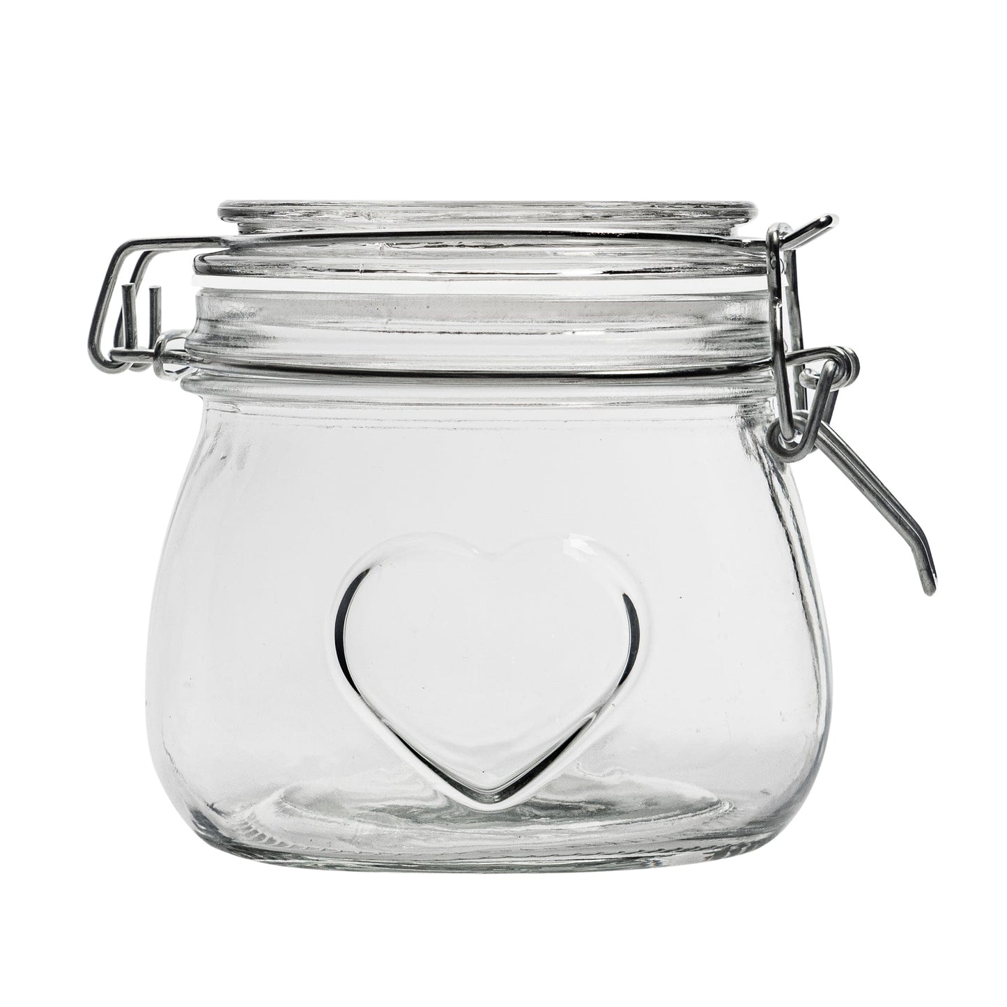 500ml Air tight Overnight oats Glass Storage Jar with Embossed Heart Detail