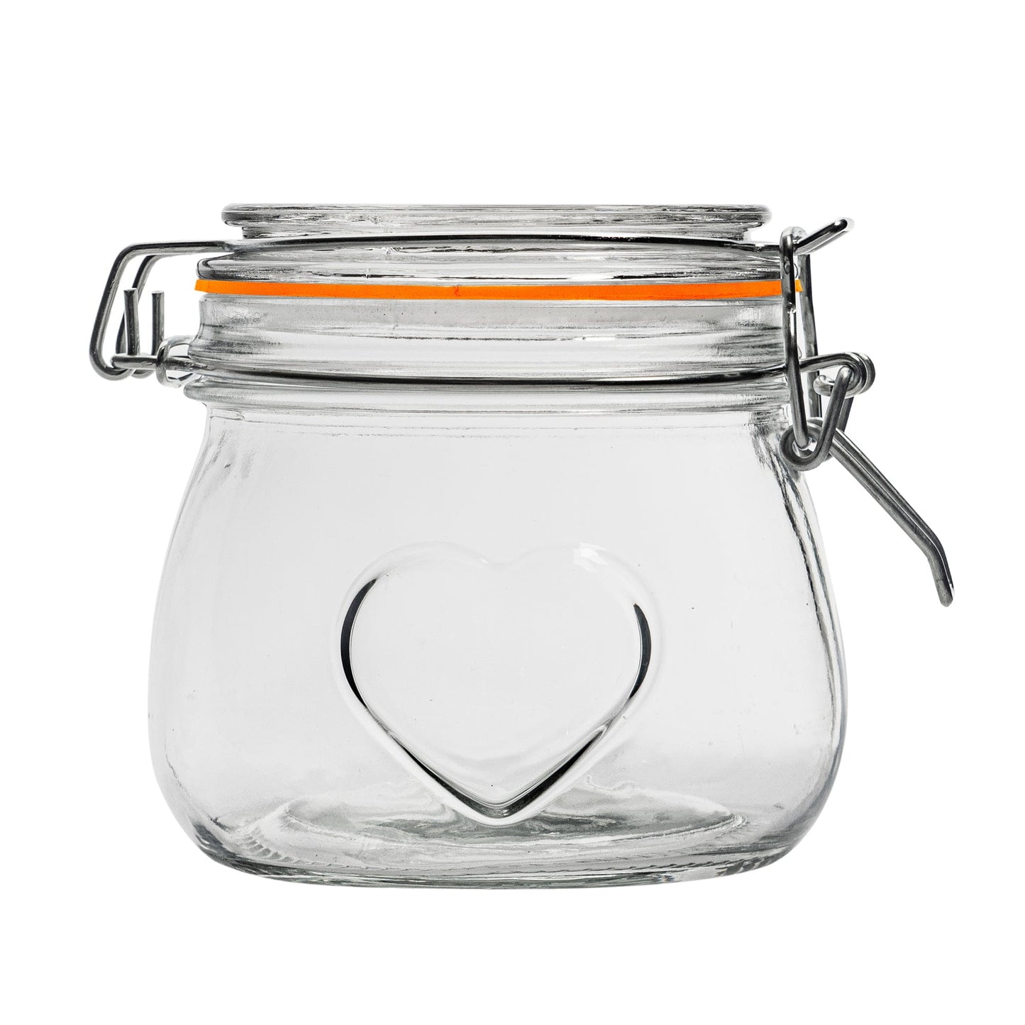 500ml Air tight Overnight oats Glass Storage Jar with Embossed Heart Detail
