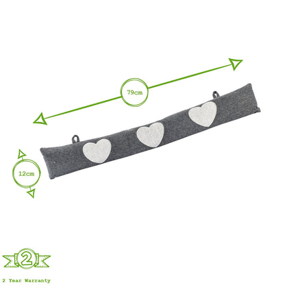 Heart Herringbone Draught Excluder - 79cm