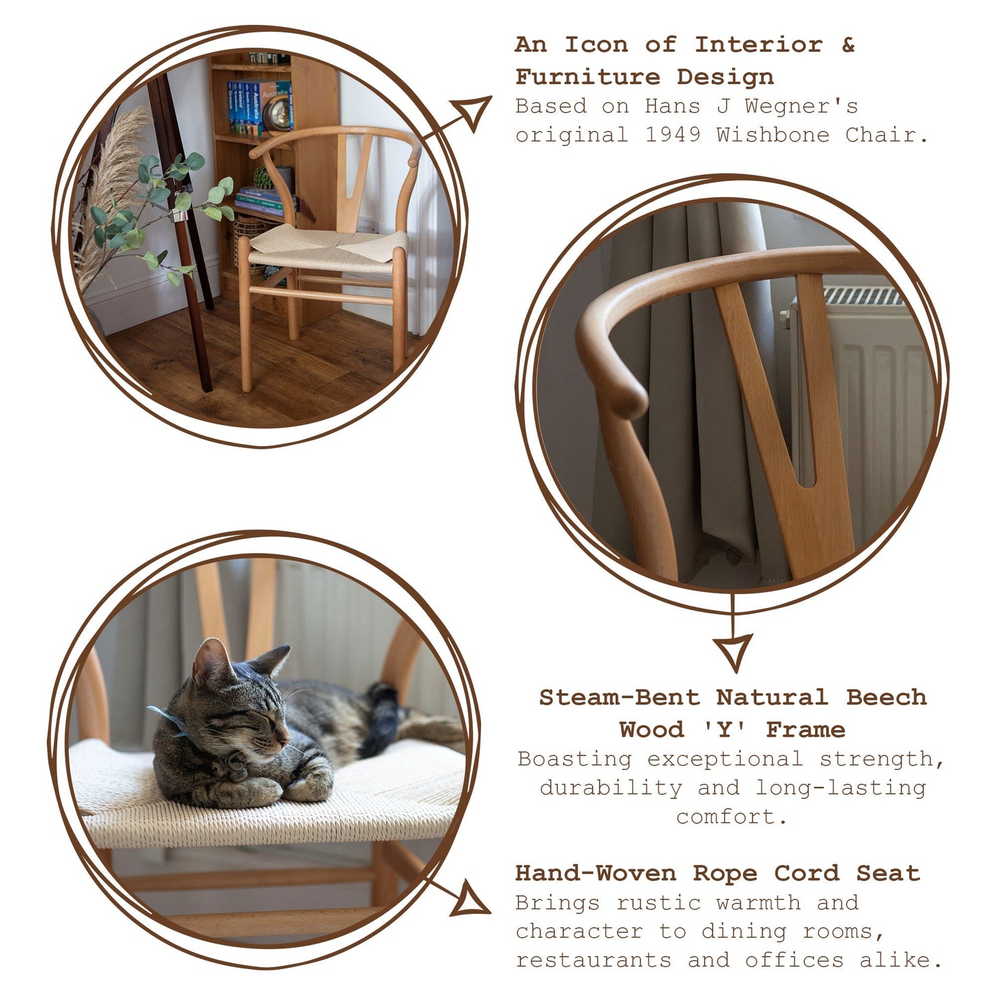 Black Wooden Wishbone Dining Chair with Black Weave