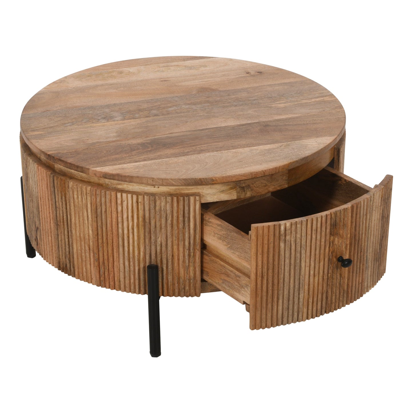 York Natural Solid Wood Coffee Table With Metal Legs