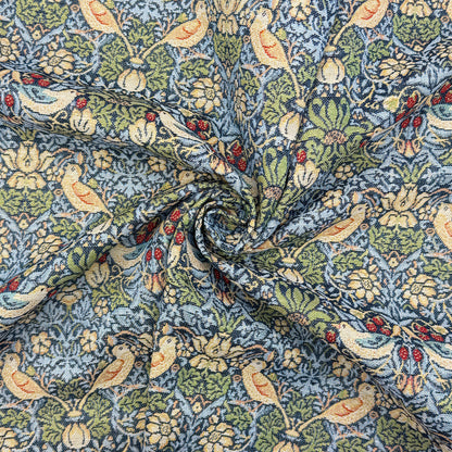 Mini Strawberry Thief Navy Tapestry Jacquard Fabric