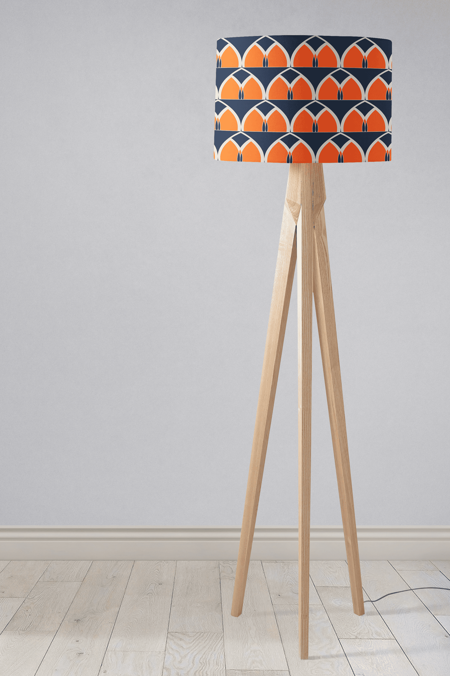 Navy Blue and Orange Retro Geometric  Design Lampshade, Ceiling or Table Lamp Shade