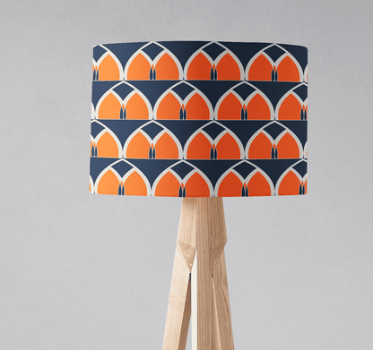 Navy Blue and Orange Retro Geometric  Design Lampshade, Ceiling or Table Lamp Shade