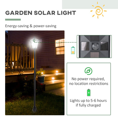 Outsunny Outdoor Garden Solar Post Lamp Photosensitive LED Lantern Bollard Pathway 1.2M Tall – Black