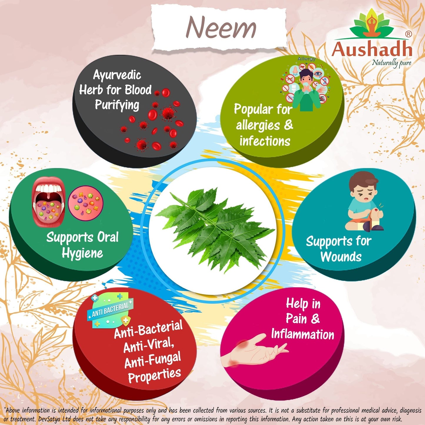 Aushadh Neem Powder 100 gram - Healthy-Looking Skin Support