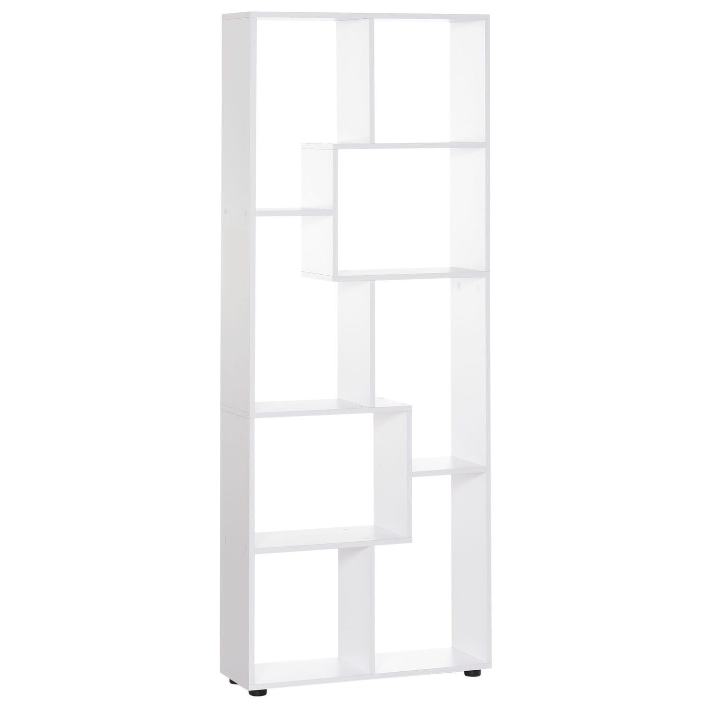 HOMCOM 8-Tier Freestanding Bookcase w/ Melamine Surface Anti-Tipping Foot Pads Home Display Storage Grid Stand Bedroom Living Room Furniture Modern Style - White
