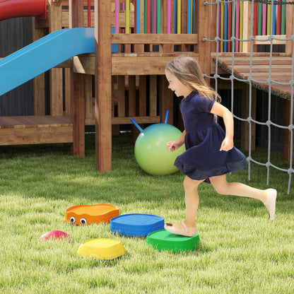 AIYAPLAY 5PCS Sensory Stepping Stones for Toddlers, Frog-Shaped Kids Stepping Stones Set with Anti-Slip Edging for Ages 2-8