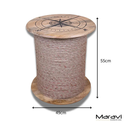Noreya Rope Reel Nautical Table Compass Top