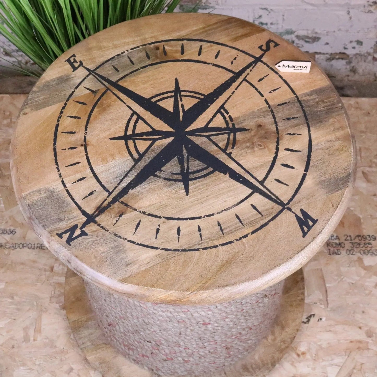 Noreya Rope Reel Nautical Table Compass Top