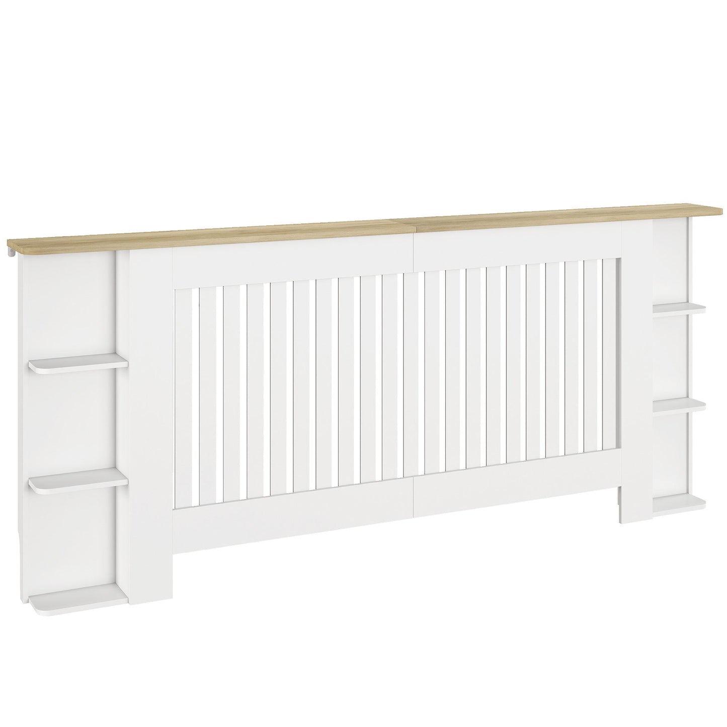 HOMCOM Radiator Cover with Open Storage Shelves, Vertical Slatted Cabinet Shelf Heater Cover for Living Room, Hallway, Extra Large, White