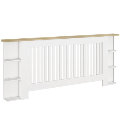 HOMCOM Radiator Cover with Open Storage Shelves, Vertical Slatted Cabinet Shelf Heater Cover for Living Room, Hallway, Extra Large, White