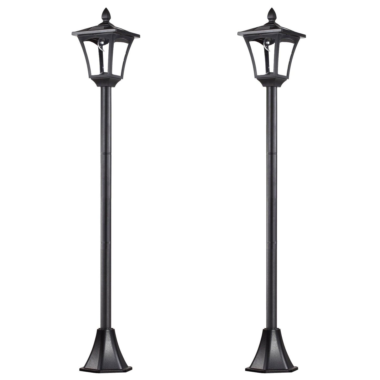 Outsunny 2 Pieces Outdoor Garden Solar Post Lamp Sensor Dimmable LED Lantern Bollard Pathway 1.6M Tall \'e2\'80\'93 Black