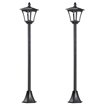 Outsunny 2 Pieces Outdoor Garden Solar Post Lamp Sensor Dimmable LED Lantern Bollard Pathway 1.6M Tall \'e2\'80\'93 Black