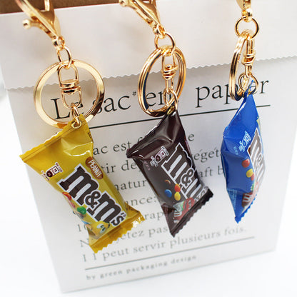 Simulation M Bean Chocolate Chocolate Key Chain Pendant Miniature M Bean Pendant Creative Food and Play Goods Gift Decoration