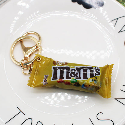 Simulation M Bean Chocolate Chocolate Key Chain Pendant Miniature M Bean Pendant Creative Food and Play Goods Gift Decoration