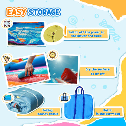 Outsunny 4 in 1 Kids Bouncy Castle Large Sailboat Style Inflatable House Slide Trampoline Water Pool Climbing Wall with Blower Carrybag for Kids Age 3-8, 2.65 x 2.6 x 2m