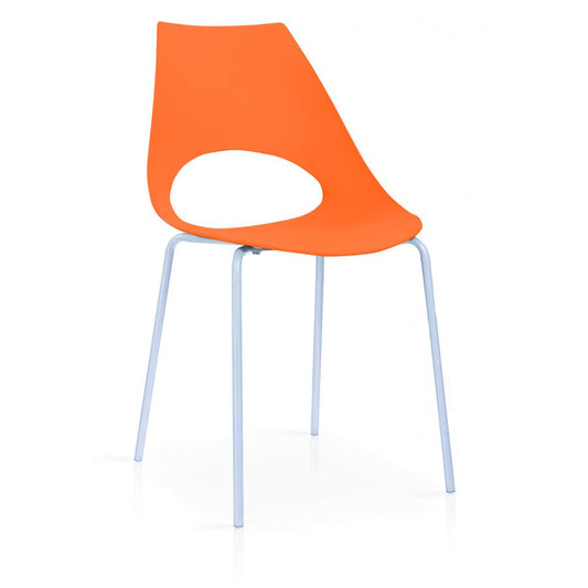 Orchard Plastic (PP) Chairs with Metal Legs Chrome - Orange