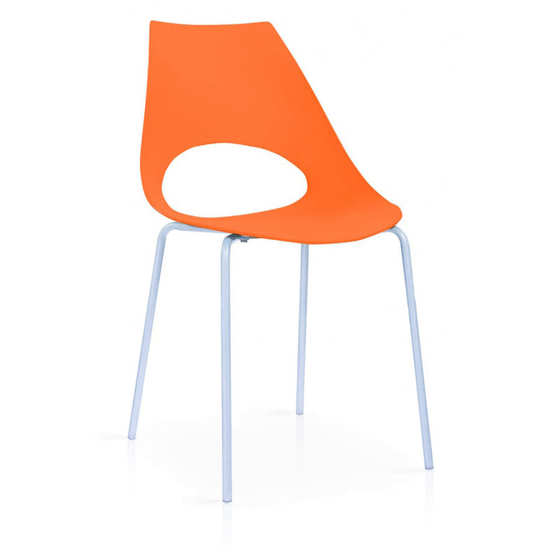Orchard Plastic (PP) Chairs with Metal Legs Chrome - Orange