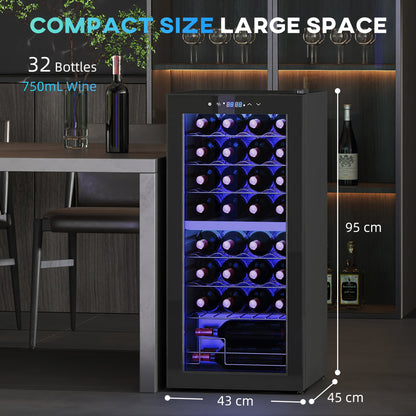 HOMCOM 32 Bottle Dual Zone 5-18\'e2\'84\'83 Wine Fridge - Black