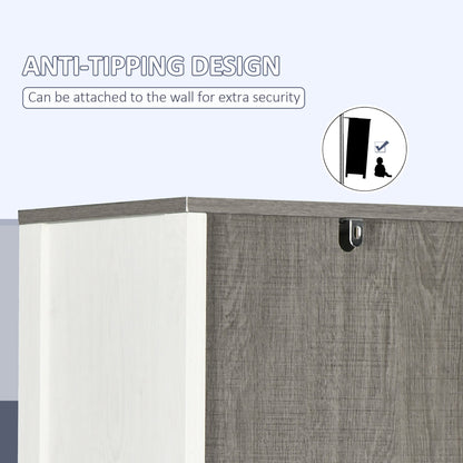 kleankin Tall Bathroom Storage Cabinet, Freestanding Tower Cabinet with 3 Open Shelves and Adjustable Shelf, Antique White