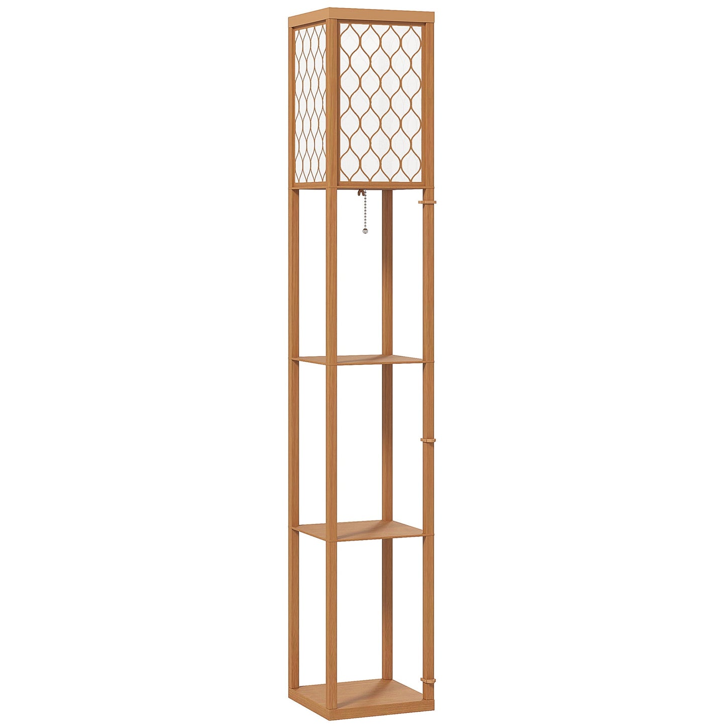 HOMCOM Three-Shelf Standing Lamp - Natural
