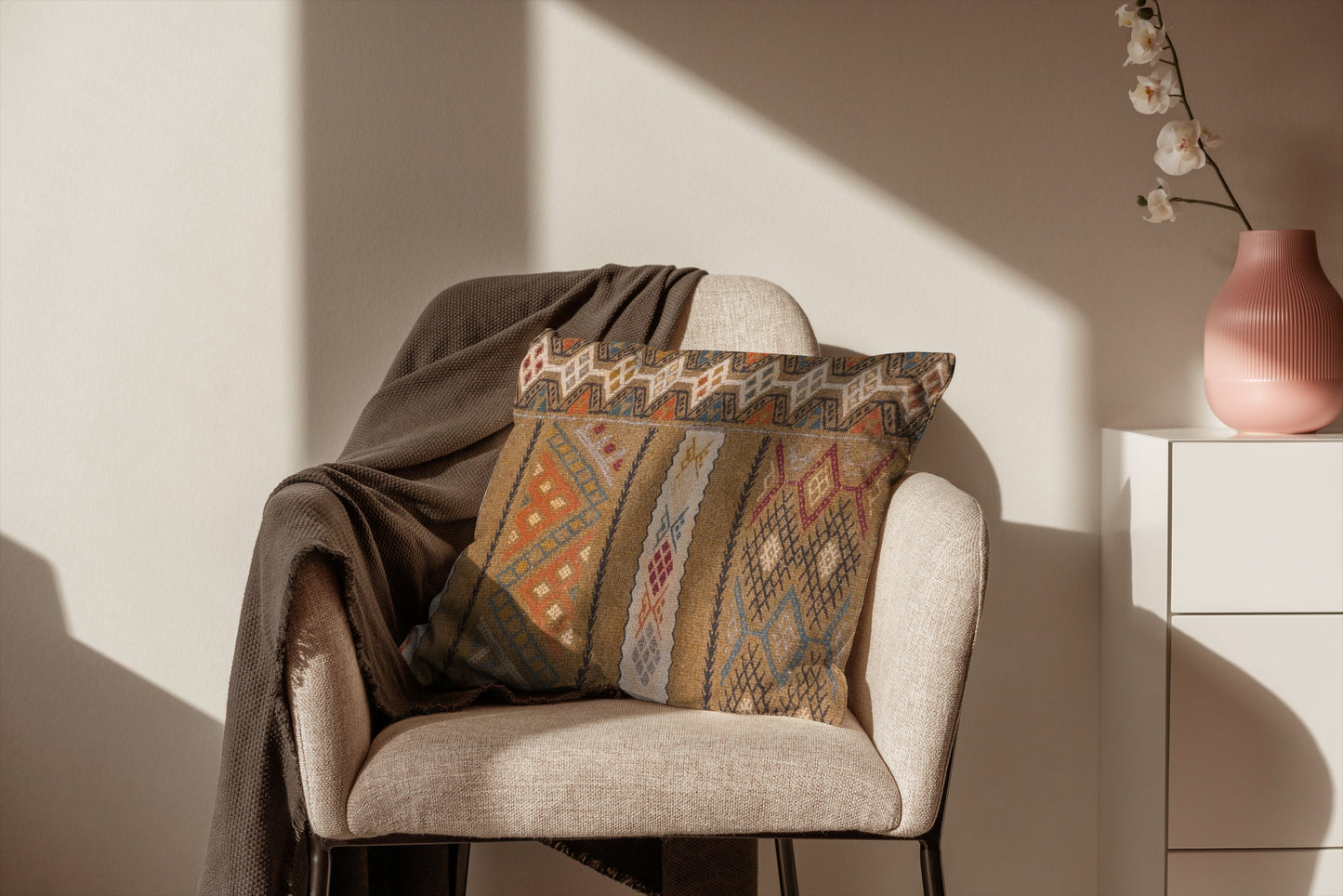 Turkish Kilim Vintage Cushion Cover - 40 x 40 cm