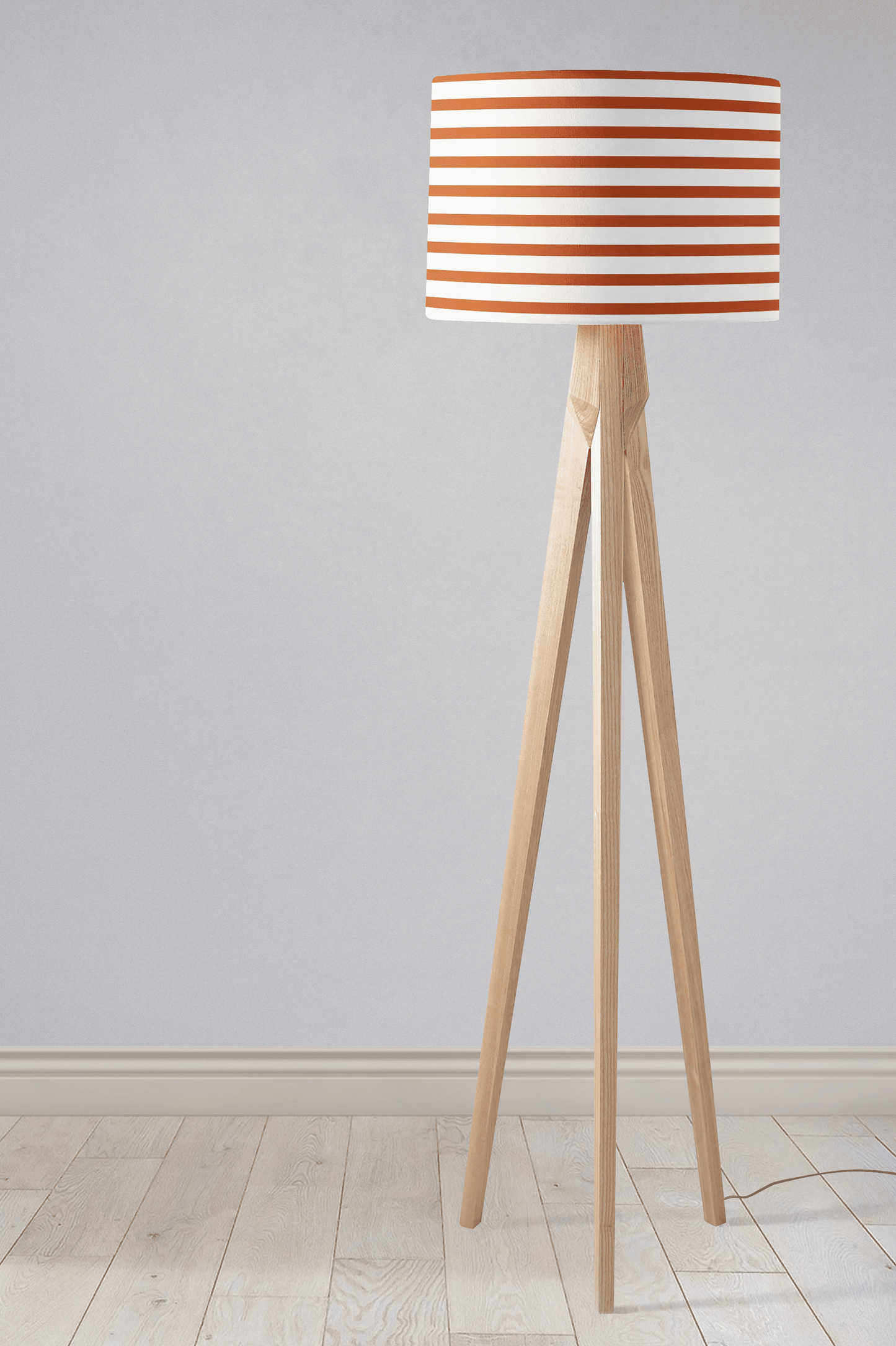 Orange and White Geometric Striped Lampshade, Ceiling or Table Lamp Shade