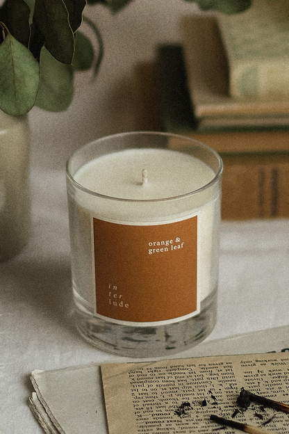 Orange & Green Leaf Scented Candle
