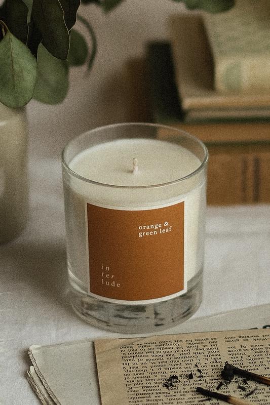 Orange & Green Leaf Scented Candle